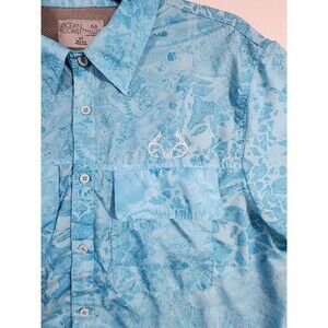 Ocean+Coast Mens Fishing Shirt LT Short Sleeve Logo Realtree Aqua Water Print
